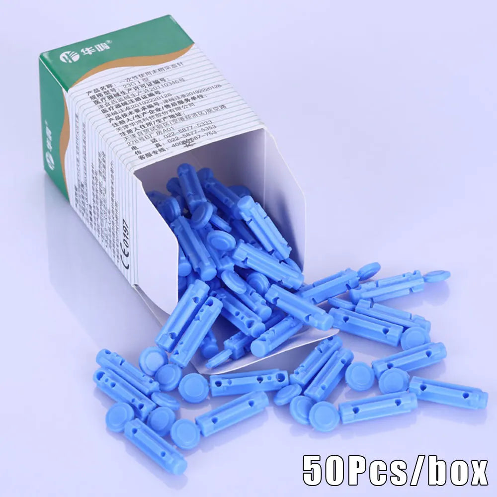 50pcs/box Disposable Needles Blood Glucose Use for Sterile Lancets Vent Adjustable Depth Blood Lancet Pen 23G/26G/28G/30G/33G