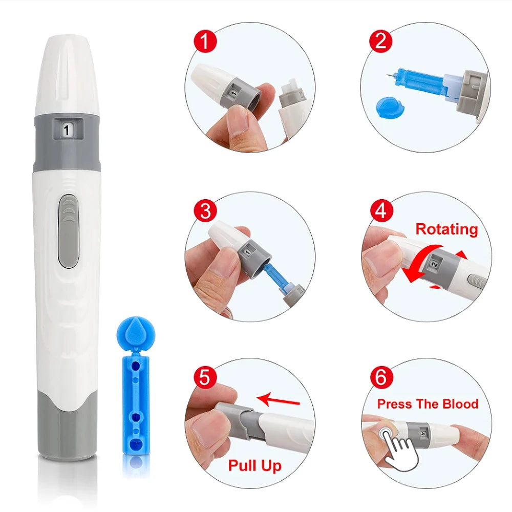 50pcs/box Disposable Needles Blood Glucose Use for Sterile Lancets Vent Adjustable Depth Blood Lancet Pen 23G/26G/28G/30G/33G