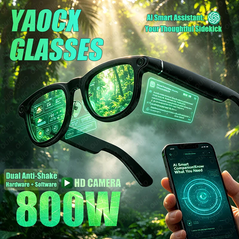 2026 New Smart Glasses Side LED Battery Direct Display 800W HD Camera Recording Dual Microphone Noise Reduction Smart Glasses
