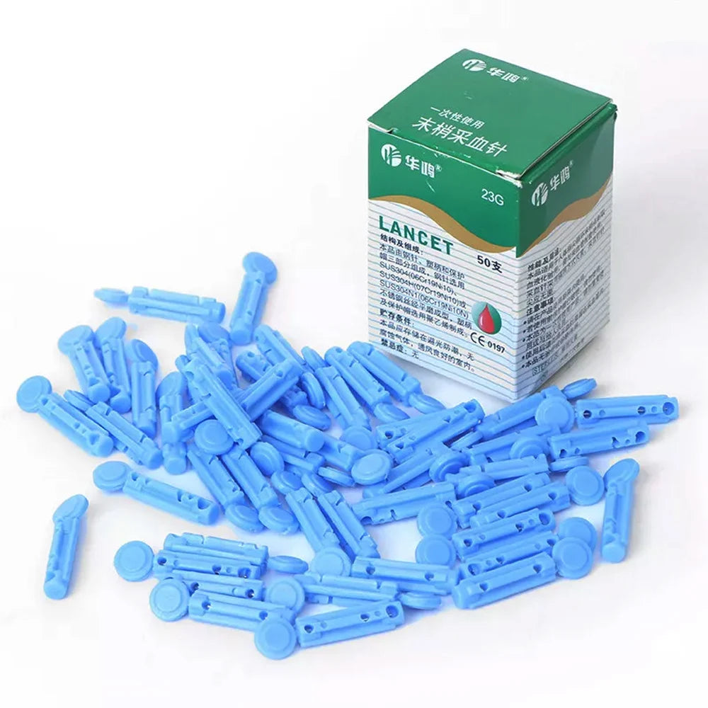 50pcs/box Disposable Needles Blood Glucose Use for Sterile Lancets Vent Adjustable Depth Blood Lancet Pen 23G/26G/28G/30G/33G