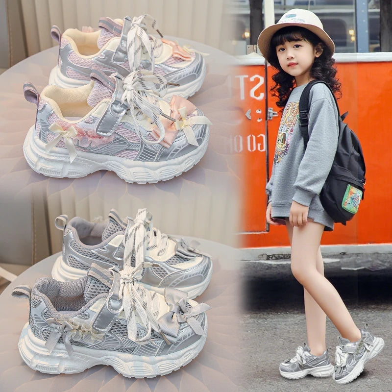 Athletic Shoes for Little Girls 2025 New Autumn Toddler Walking Shoes Thick Bottom Soft Sole Versatile School Sports Sneakers