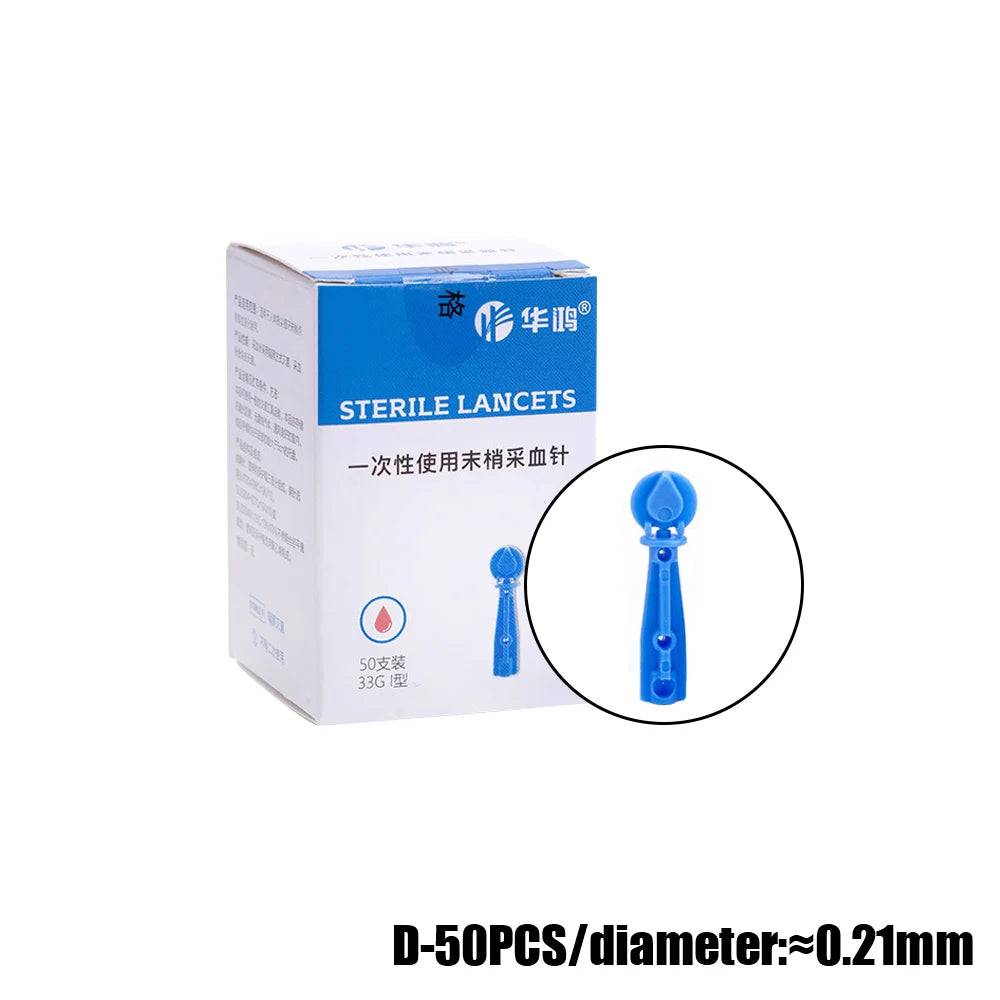 50pcs/box Disposable Needles Blood Glucose Use for Sterile Lancets Vent Adjustable Depth Blood Lancet Pen 23G/26G/28G/30G/33G
