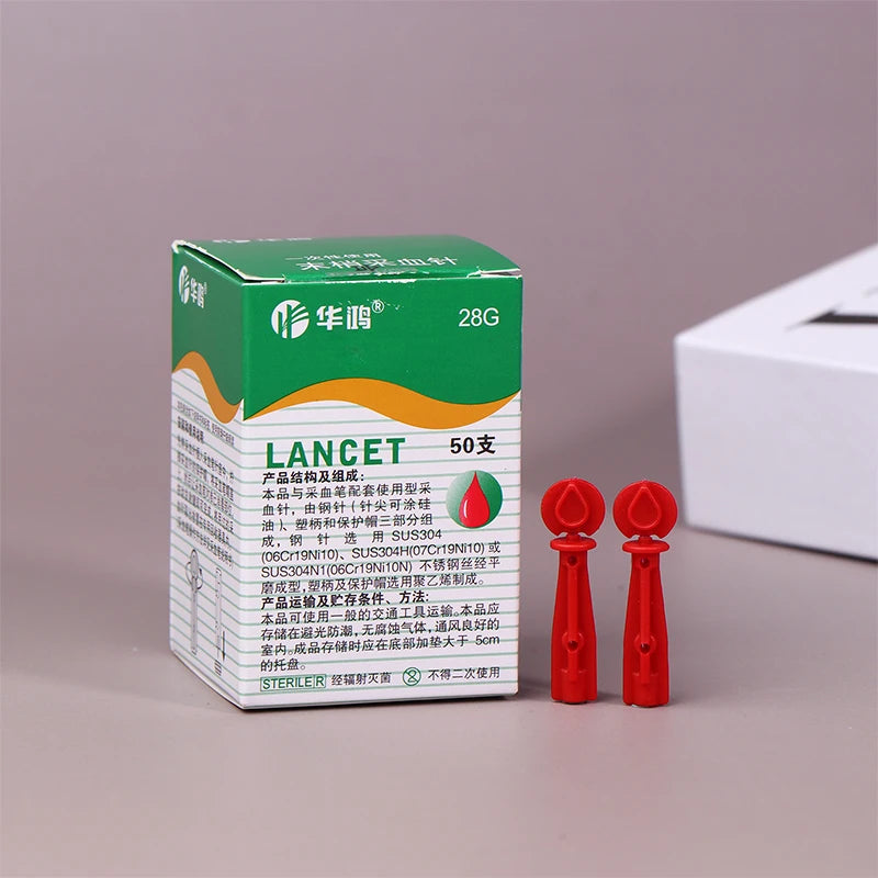 50Pcs Sterile Lancets Kit For 28G Pen Glucose Meter Disposable Needles Spilled Blood Needle Measuring Blood Sugar Level