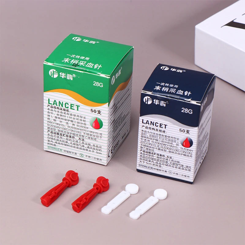 50Pcs Sterile Lancets Kit For 28G Pen Glucose Meter Disposable Needles Spilled Blood Needle Measuring Blood Sugar Level